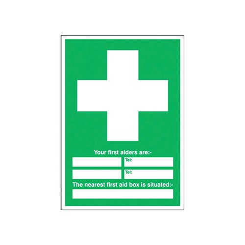 Safety Sign First Aid/Your First Aiders Are/Nearest First Aid Box 600x450mm PVC E91A/R
