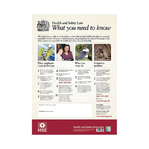 HSE Health And Safety Law Poster A2 FWC30 - SR72156