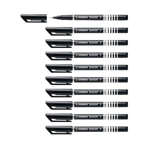 Stabilo Sensor M-tip Fineliner Pen Medium Tip Black (Pack of 10) 187/46