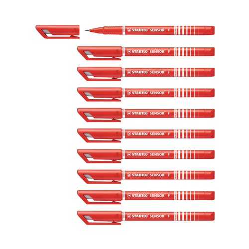 Stabilo Sensor Cushion Tip Fineliner Pen Red (Pack of 10) 189/40 - Stabilo - SS18940 - McArdle Computer and Office Supplies