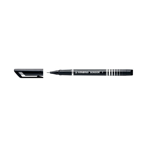Stabilo Sensor F-tip Fineliner Pen Black (Pack of 10) 189/46