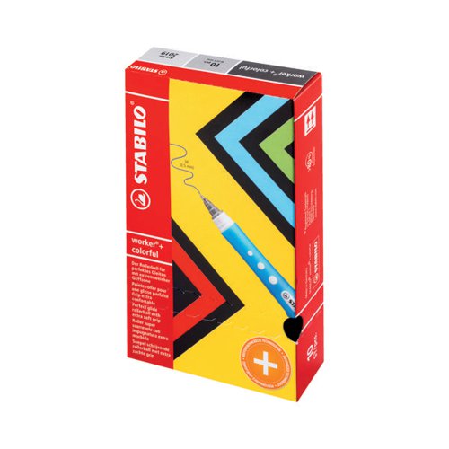 Stabilo Worker+ Colorful Rollerball Pen Fine Black (Pack of 10) 2019/46