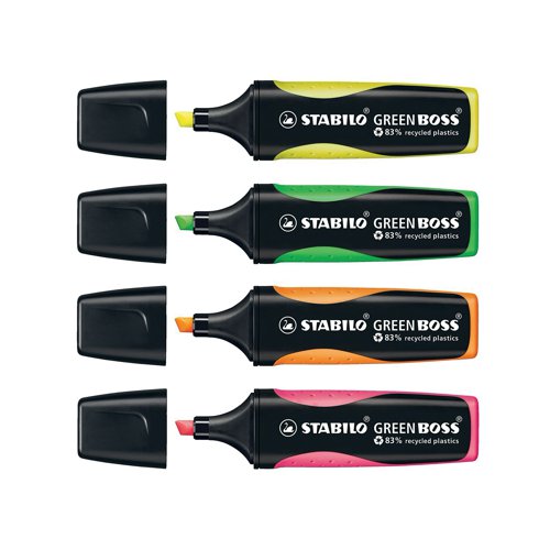 Stabilo Green Boss Highlighter Assorted (Pack of 4) 6070/4 - Stabilo - SS43685 - McArdle Computer and Office Supplies