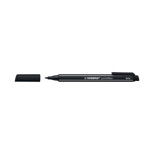 Stabilo PointMax Nylon Sign Pen Black (Pack of 10) 488/46 Fineliner & Felt Tip Pens SS50342