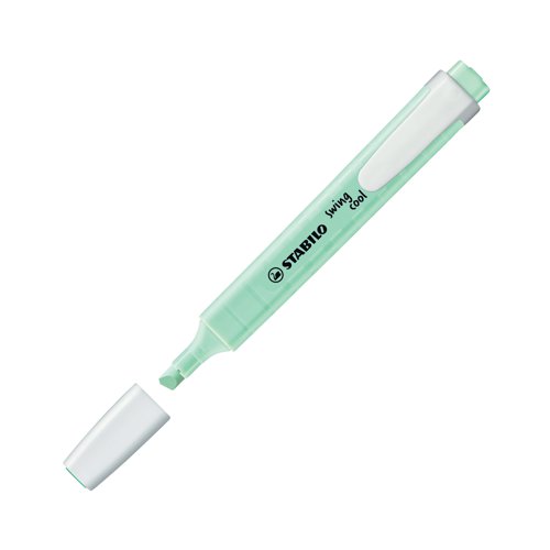 SS51853 | Stabilo swing cool pastel is a pen style pocket highlighter in pretty pastel colours with a practical pocket clip. It is the perfect pocket highlighter for work, home and the classroom. The robust wedge tip enables broad area highlighting as well as fine underlining. The pastel colours make a subtle alternative to traditional neon and are perfect for highlighting, marking and even colouring. Supplied in a wallet, containing 10 highlighters in 'Hint of Mint' shades.