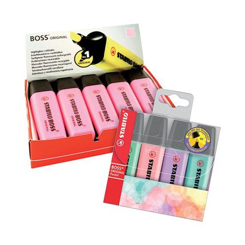 Stabilo Highlighters Pink x10 FOC Highlighters Pastel x4