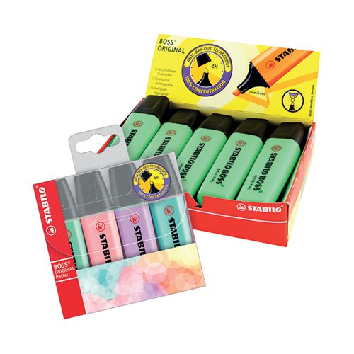 Stabilo Highlighters Green x10 FOC Highlighters Pastel x4