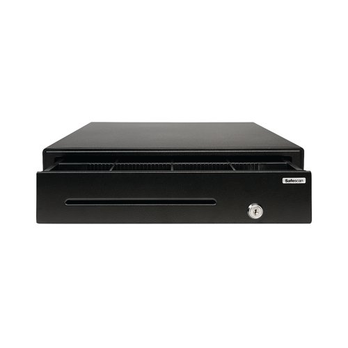 This Safescan LD-4141 Light Duty Cash Drawer features a tough steel casing with a shatterproof PVC tray. Designed for light duty use in organisations with moderate traffic, the cash drawer has sturdy telescopic sliders and a robust latch mechanism designed to last. The drawer comes with 8 coin cups and adjustable bank note dividers, allowing you to customise to your requirements. The three-position lock can be opened manually, or set to open automatically and comes with 2 keys. The black cash drawer measures W410 x D415 x H115mm.