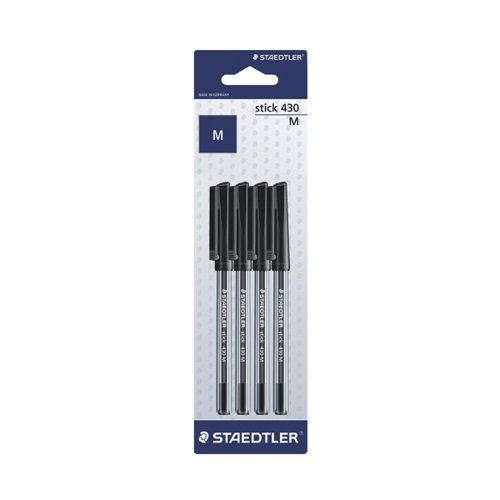 Staedtler Stick 430 Pen Medium Black (Pack of 40) 430 M9BK 4LA