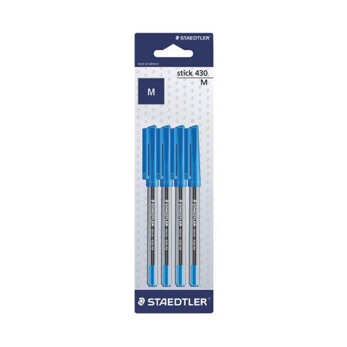 Staedtler Stick 430 Pen Medium Blue (Pack of 40) 430 M3BK 4LA