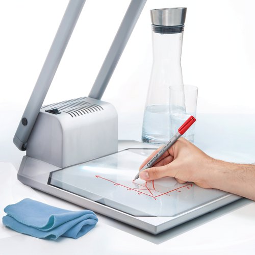 The Lumocolor non-permanent pens guarantee professional and effective presentation on all overhead transparencies. For use on any glossy surface, the pens are supplied in a handy stand up desktop box and have a fine 0.6mm tip.
