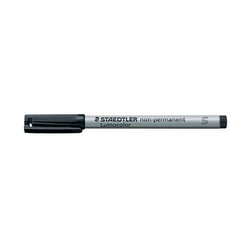 ST33149 | These universal Lumocolor Pens are ideal for use on overhead projectors and almost all surfaces. The ink is water soluble and fast drying and can be wiped off film using a damp cloth. The polypropylene barrel and cap ensure a long service life and the nib guarantees a superfine 0.4mm line.