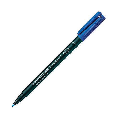 This premium Staedtler Lumocolour pen has been specially developed for use on overhead projection film for stylish presentations. This versatile pen is also suitable for use on a variety of other surfaces including glass, CDs, plastic, porcelain, wood and leather. The permanent ink is fast drying to avoid smudging and provides vibrant, high intensity colour. The fine 0.6mm tip is great for neat, legible writing, drawing, diagrams and more. This pack contains 10 blue pens.