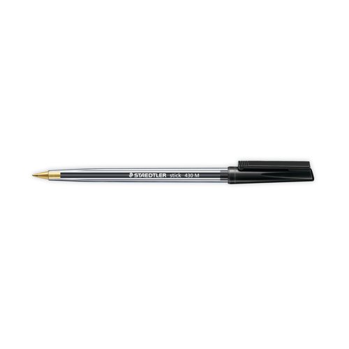 The Staedtler Stick Ballpoint Pen has been designed for daily use in homes, schools and offices. It features a sturdy stainless steel nib that provides a medium 0.35mm line width for a bold and clear black line when writing. It features a snug-fitting cap and clip together with a comfortable hexagonal barrel for writing comfort. This pen is perfect for travelling with automatic pressure equalization that prevents ink leaking when inside an airplane cabin. These black pens are supplied in a bulk pack of 10.