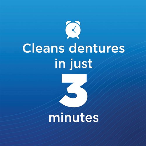 Steradent Active Plus denture cleaner hygienically cleans dentures in just 3 minutes. The formula activates thousands of micro bubbles that carry the active oxygen all around the denture killing 99.9% of bacteria. Steradent Active Plus daily denture cleaning provides a powerful in-depth clean, working where the toothbrush can't go and removing 50% more plaque than brushing alone. The formula is safe for metal parts and also suitable for both full and partial dentures. Always read the instructions before use. 30 tablets per container. Supplied in a pack of 12.