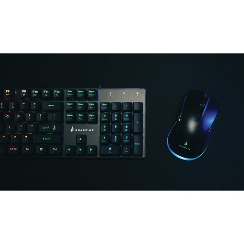 The KingPin M2 comes full-sized with RGB, mechanical switches, and is made from metal. With a superfast 1ms response time and guaranteed 50 million keystrokes, the SureFire KingPin M2 will have your back. Using red linear mechanical switches with a minimal spring force, the keypresses are effortlessly silky, ideal for gamers who want to stay ahead of the pack. Featuring spectacular RGB lighting options that can be adjusted manually via the keyboard or customised with the supplied software. The software can also set functions for every key, create and manage macros, and apply other settings to configure the keyboard as desired. The galvanized iron cover of the keyboard makes it durable and with its tough 1.8m braded cable, this gaming keyboard by SureFire can withstand a lifetime of battle.