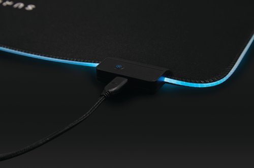 The SureFire Silent Flight Gaming Mouse Pad works with optical and laser mice sensors. Optimised for all sensitivity settings. The micro textured cloth surface provides balance of speed and control and the anti slip rubberized base guarantees grip. The RGB illuminated edges are USB powered and have 14 light modes. 320mm x 260mm.