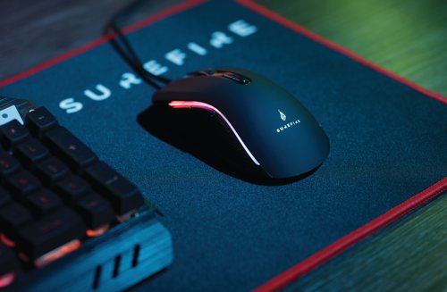 SUF48815 | The SureFire Hawk Claw Gaming Mouse has a highly responsive optical sensor with adjustable DPI of up to 6400 resolution and adjustable polling rate of up to 1000 Hz. It has 7 programmable buttons and full RGB LED lighting. System Requirements: Windows 10, 8, 7 Mac OS X 10.5 or higher USB 3.2 Gen 1 or USB 2.0 Consoles with USB port.