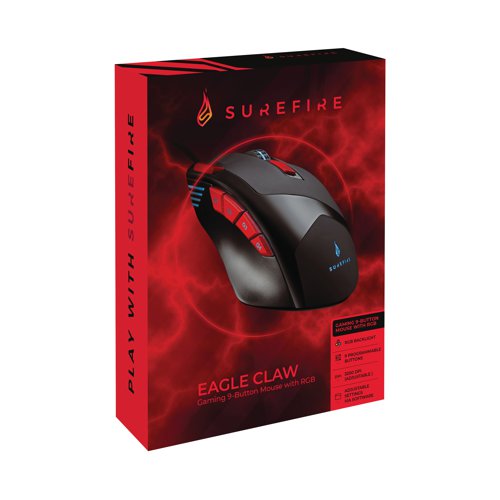 SureFire Eagle Claw Gaming 9-Button Mouse with RGB 48817 SUF48817 Buy online at Office 5Star or contact us Tel 01594 810081 for assistance