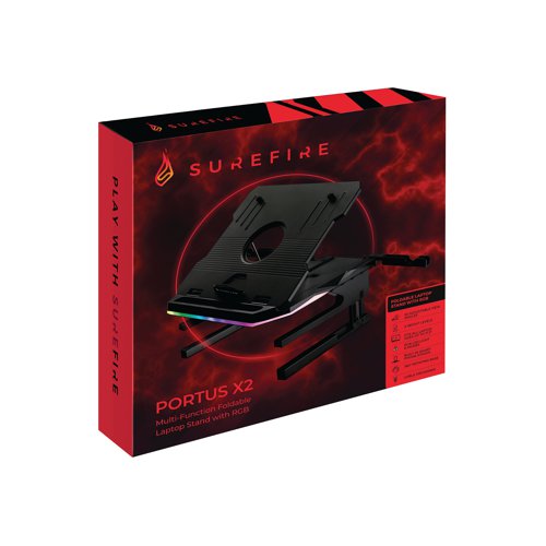 SureFire Portus X2 Multi-Function Gaming Laptop Stand Adjustable 48843 SUF48843 Buy online at Office 5Star or contact us Tel 01594 810081 for assistance