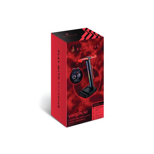 SureFire Vinson N1 Dual Balance Gaming RGB Headset Stand Black 48845 - SUF48845