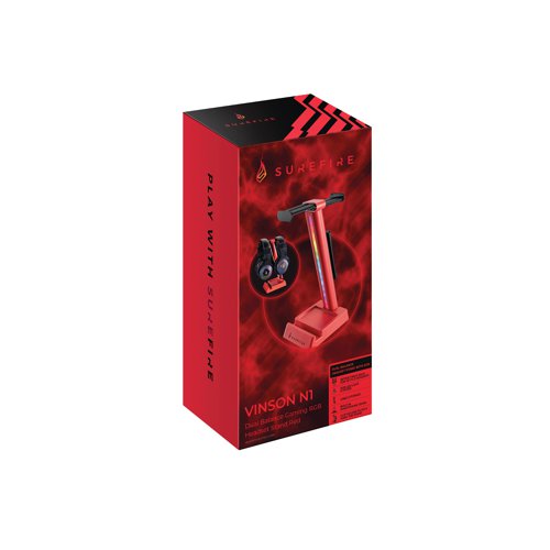 SureFire Vinson N1 Dual Balance Gaming RGB Headset Stand Red 48846 Headsets & Microphones SUF48846
