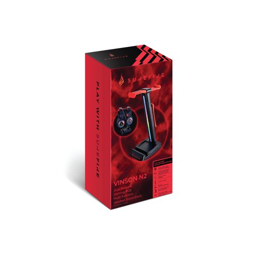 SureFire Vinson N2 RGB Gaming Headset Stand with USB Hub Black 48847 - SUF48847