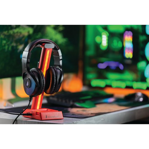 SureFire Vinson N2 RGB Gaming Headset Stand with USB Hub Red 48848 SUF48848 Buy online at Office 5Star or contact us Tel 01594 810081 for assistance