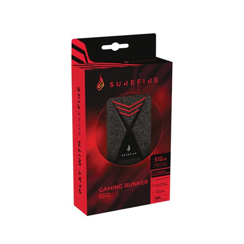 SureFire Bunker Gaming SSD USB 3.2 Gen 1 512GB Black 12+ Games 53683