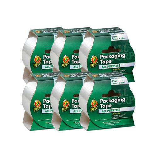 Ducktape Packaging Tape 50mmx25m Clear (Pack of 6) 224499 Shurtape