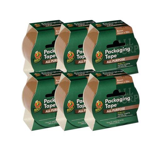 Duck Packaging Tape is an all purpose brown packaging tape. Ideal for parcels, wrapping, securing and minor repairs.