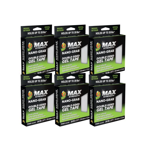 Ducktape Max Strength Nano Grab Double Sided Gel Tape 24mmx1.5m Clear (Pack of 6) 287264 Shurtape