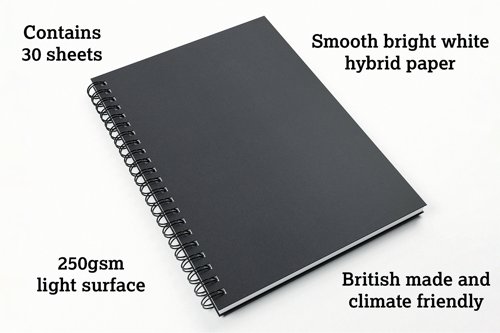 SV00410 | This Freestyle, A4 Silvine Artgecko hardback sketchbook contains 30 pages of heavyweight, 250gsm, paper sheets. The pages are made from acid-free, bleed-proof, smooth, white paper, making it perfect for POSCA markers.