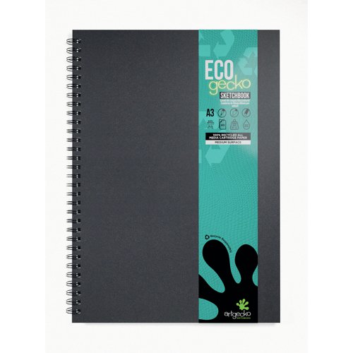 SV00418 Eco Gecko All Media Wirebound Sketchbook Portrait 40 Sheet A3 GECRE104