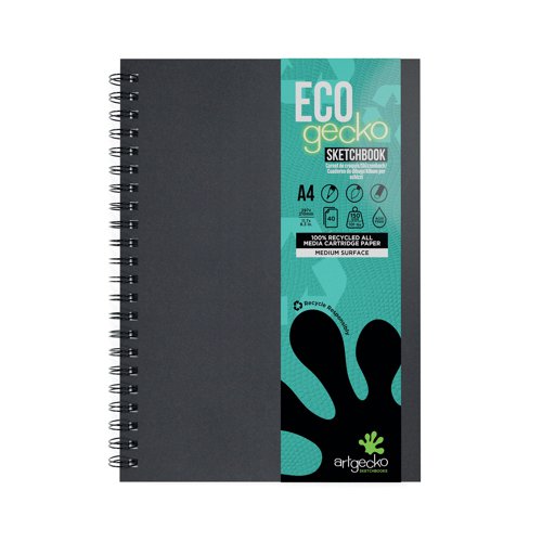Eco Gecko All Media Wirebound Sketchbook Portrait 40 Sheet A4 GECRE102 SV00419 Buy online at Office 5Star or contact us Tel 01594 810081 for assistance