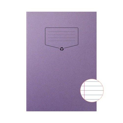 SV00551 Silvine Recycled Exercise Book Lined with Margin 64 Pages A4 Purple (Pack of 10) EXRE100