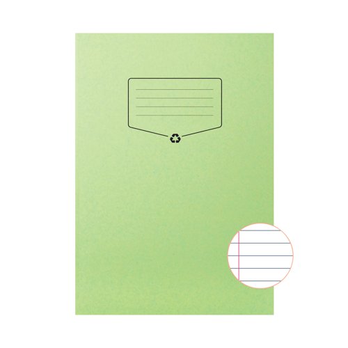 SV00553 Silvine Recycled Exercise Book Lined with Margin 64 Pages A4 Green (Pack of 10) EXRE102