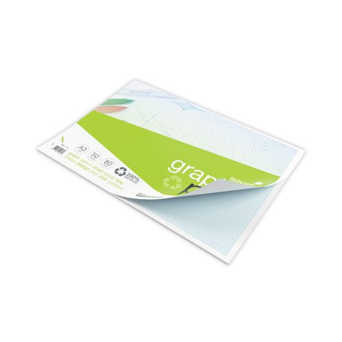 Silvine Recycled Graph Pad 1/5/10mm A3 50 Pages A3GPRE | SV01072 | Sinclairs