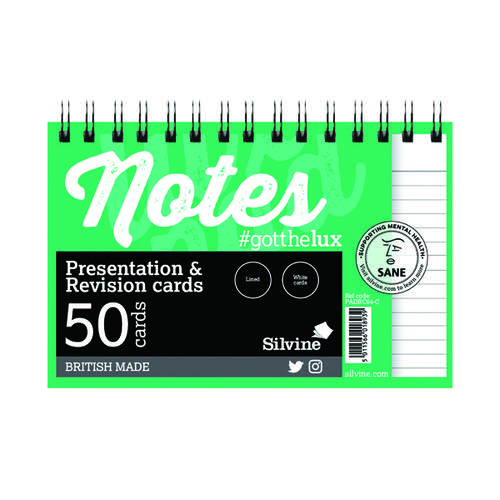 Silvine Revision Presentation/Note Card Twin Wht (Pack of 10) PADRC64-C