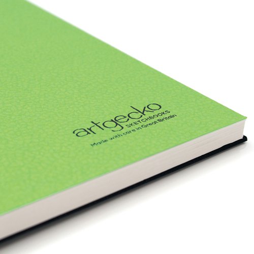 This British made, A3, portrait sketchbook contains 40 sheets (80 pages) of 150gsm, acid free, premium white cartridge paper. The medium surface makes it suitable for all types of media. Encased in a sturdy, black, hardback cover with a 'soft touch' laminated finish, the notebook is both durable and easy to clean. The paper is sized for wet strength, making it more resistant to bleed through and suitable for a variety of techniques. The large twin wire binding allows the sketchbook to lay flat whilst working and offers space for the sketchbook to expand as it fills with creations. Sourced from sustainable forests, this climate friendly notebook is the perfect choice for anyone looking to be more conscious about the environment.
