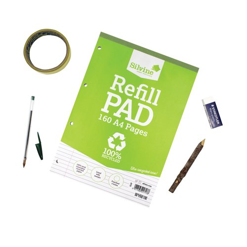 Silvine Everyday Recycled Ruled Refill Pad A4 (Pack of 6) RE4FM-T SV41717 Buy online at Office 5Star or contact us Tel 01594 810081 for assistance