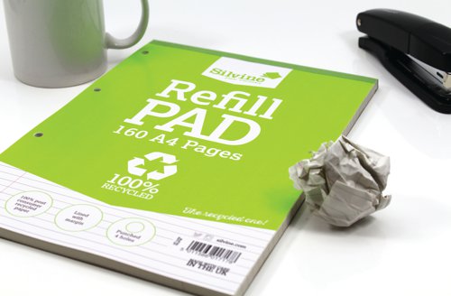 Silvine Everyday Recycled Ruled Refill Pad A4 (Pack of 6) RE4FM-T - SV41717