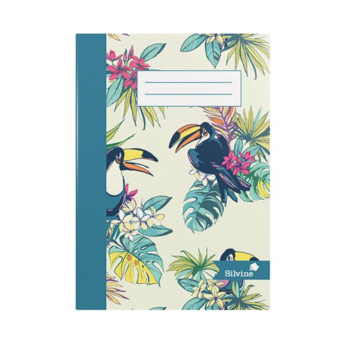 Silvine Casebound Notebook Ruled with Margin 80 Pages 4 Designs Assorted A5 (Pack of 12) NBA5SG - Sinclairs - SV41940 - McArdle Computer and Office Supplies