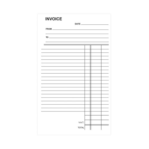 SV42562 | This Silvine Triplicate Invoice Book allows you to make 100 invoices in triplicate to help you keep track of financial transactions. The gummed invoice book allows you to make an exact carbon copy, with pre-printed pages for detailed, accurate records. Each book measures 210x127mm, with perforated, easy tear pages. This pack contains 6 books.