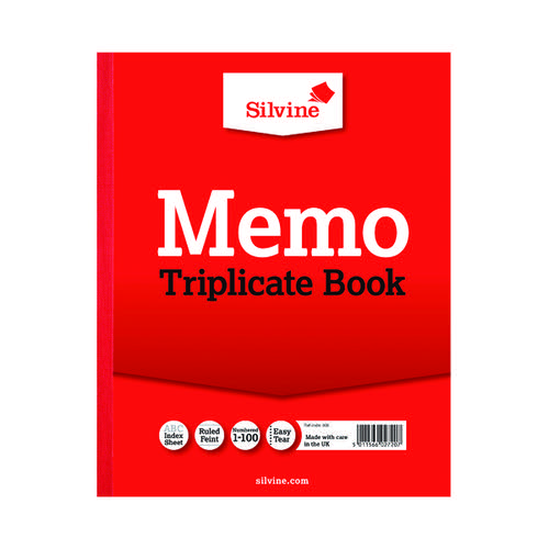 Silvine Triplicate Memo Book 254x203mm (Pack of 6) 606