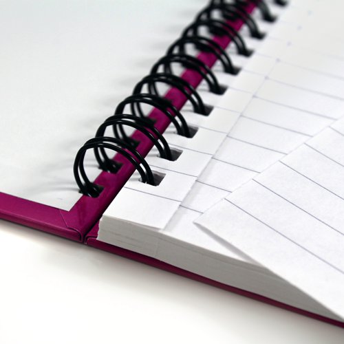 This quality notebook from Silvine has a hardback casebound cover in assorted pink, blue and black. The notebook contains 140 pages of quality lined paper with a durable twin wire binding, which allows the notebook to lie flat. The pages are also perforated for easy removal, allowing you to share your notes. This pack contains 6 x A4 notebooks.