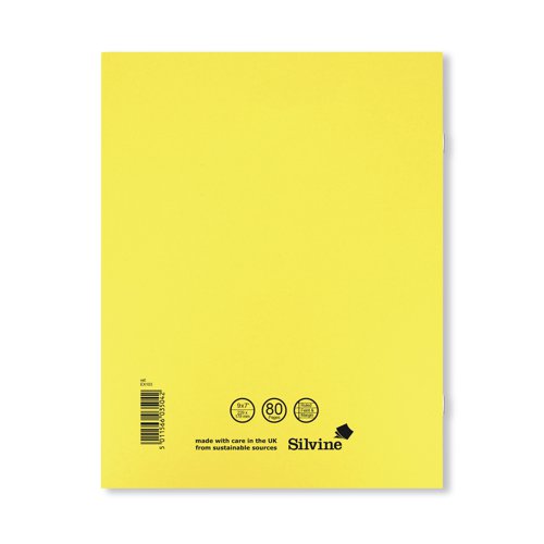 SV43504 Silvine Exercise Book Ruled 229x178mm Yellow (Pack of 10) EX103