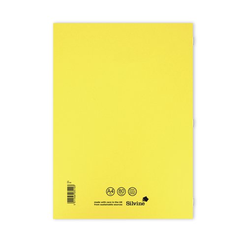 SV43510 Silvine Exercise Book Ruled with Margin A4 Yellow (Pack of 10) EX109