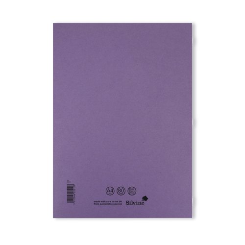 Silvine Exercise Book Ruled with Margin A4 Purple (Pack of 10) EX111 Exercise Books & Paper SV43512