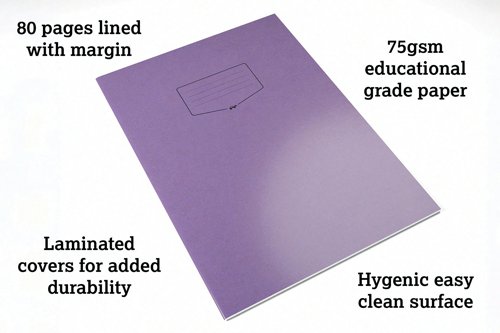 Silvine Tough Shell Exercise Book A4+ Purple (Pack of 25) EX157 - Sinclairs - SV43658 - McArdle Computer and Office Supplies